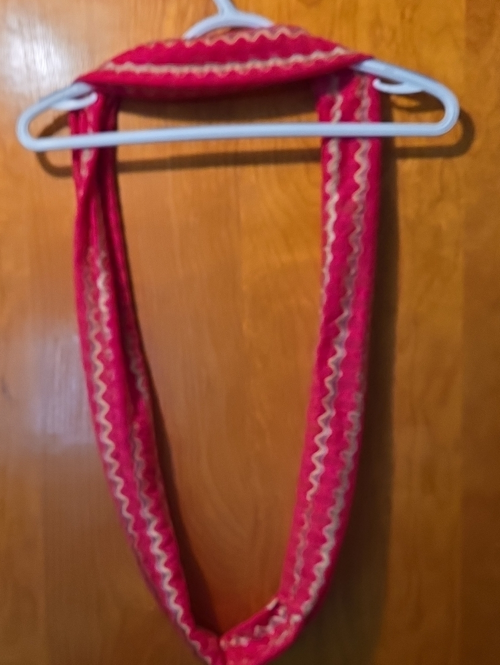 Kids Pink Infinity Scarf with Zigzag Stitching
